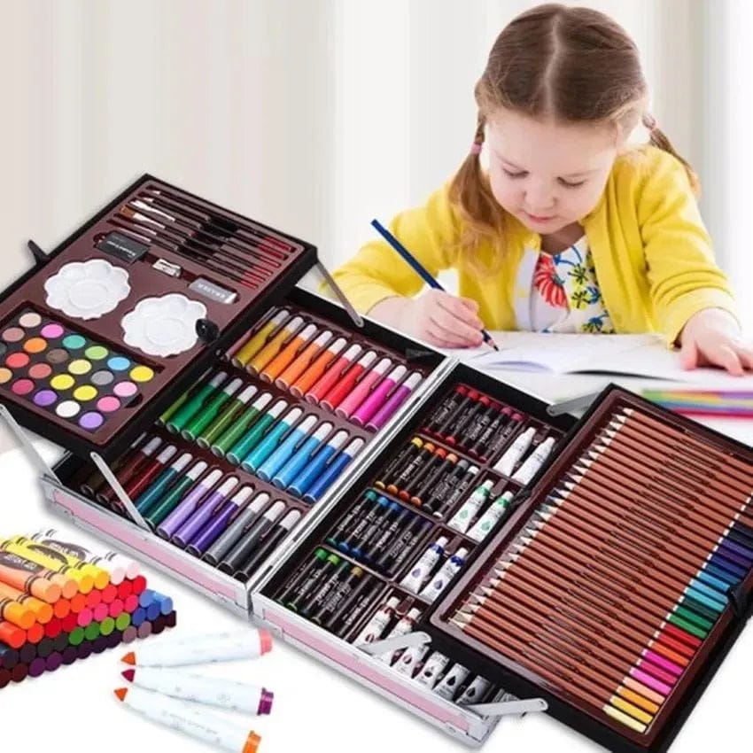 145 Pcs Colouring Kit Kids Art Set Stylish Artists Sketching & Painting Provides Sketch Coloring, Drawing, Painting with Unicorn Aluminum Box