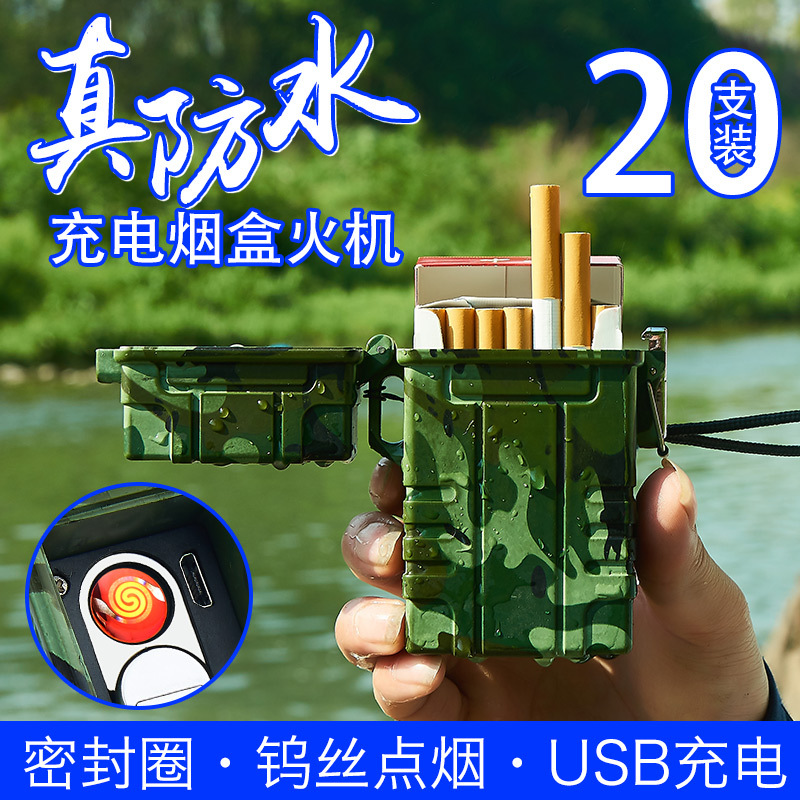 Waterproof Cigarette Case with USB Lighter – Smart 2-in-1 Pocket Gadget (Imported from China)