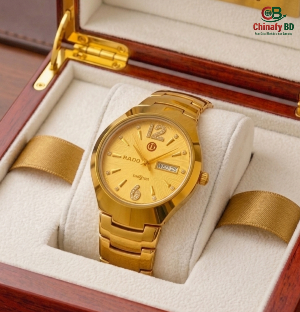 RADO Luxury Ceramic Gold Men's Watch – Premium China Imported | Waterproof | Lifetime Color Guarantee